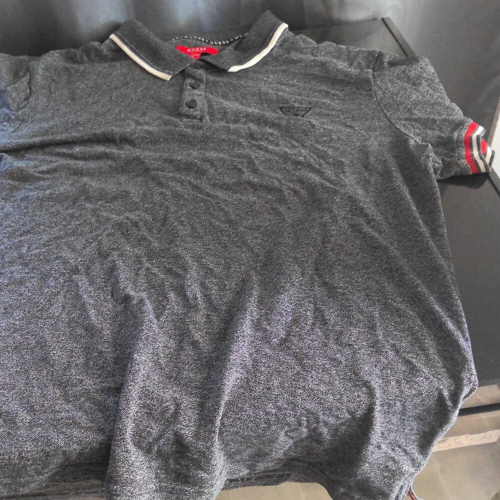 Men's Guess Polo T-shirt grey Large